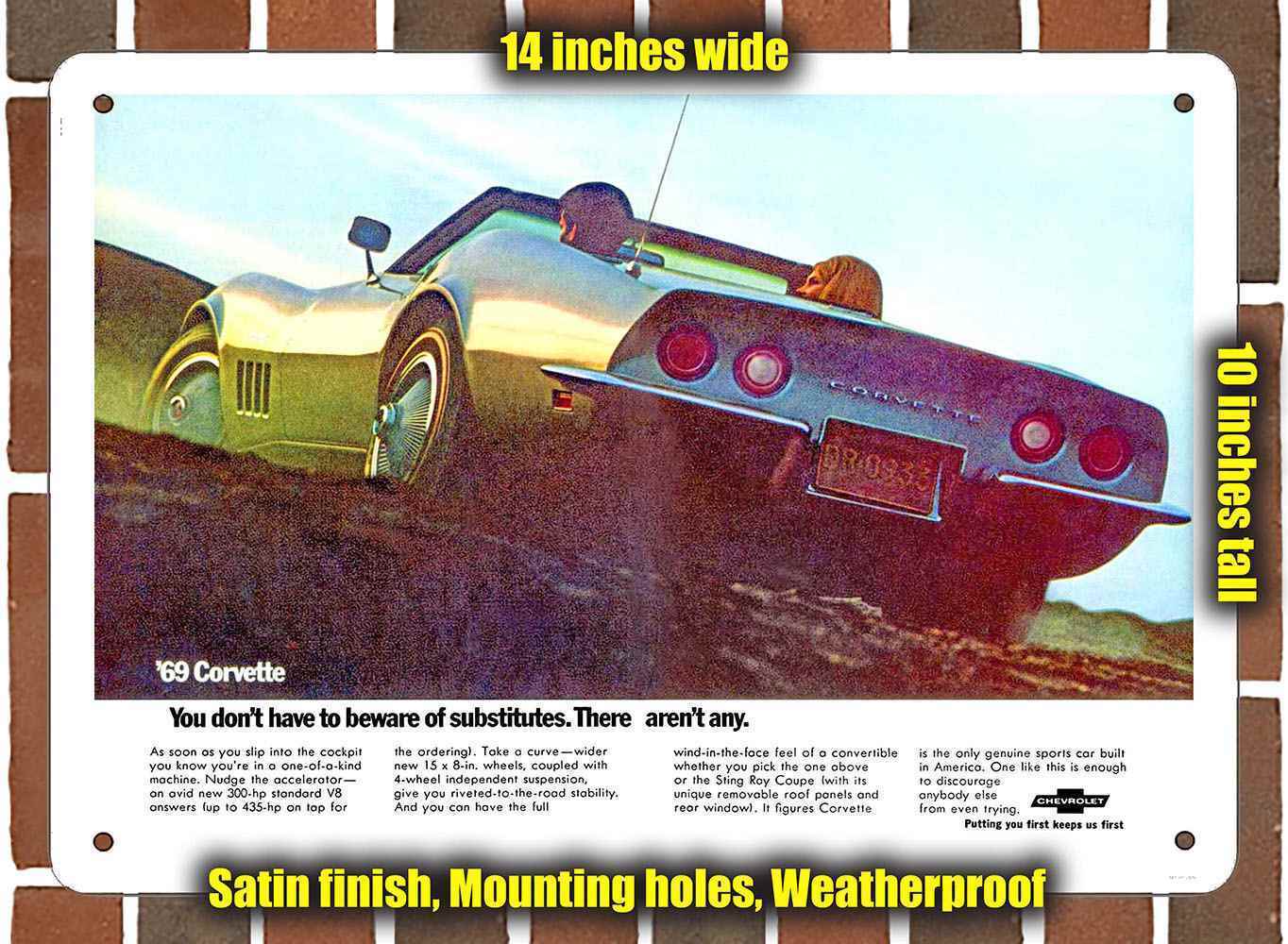 Metal Sign - 1969 Chevrolet Corvette 2- 10x14 inches