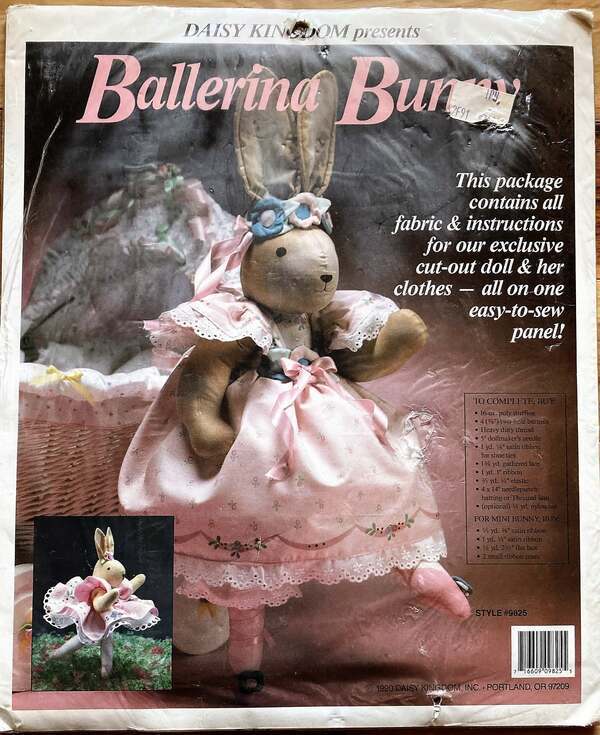 NOS Vintage 90s Daisy Kingdom Doll Kit Ballerina Bunny & Mini Rabbit Pink #9825