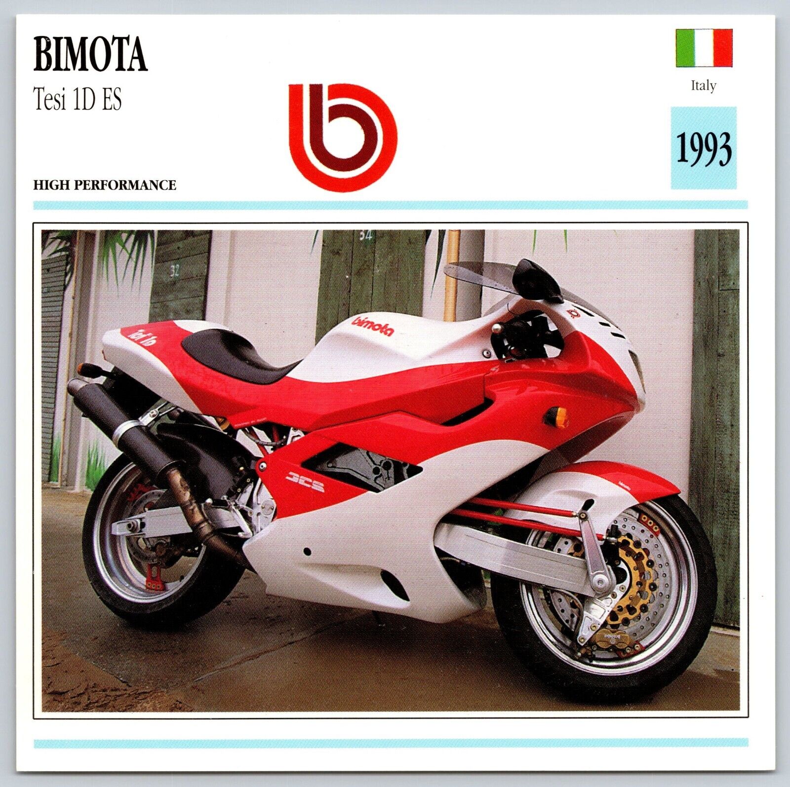 Bimota Tesi 1D ES 1993 Italy Edito Service Atlas Motorcycle Card