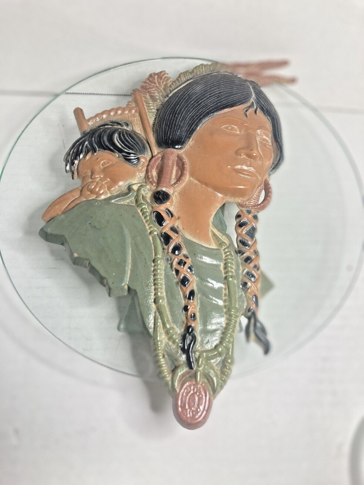 Sexton Native American Indian Woman with Baby Metal Hanging Wall Plaque