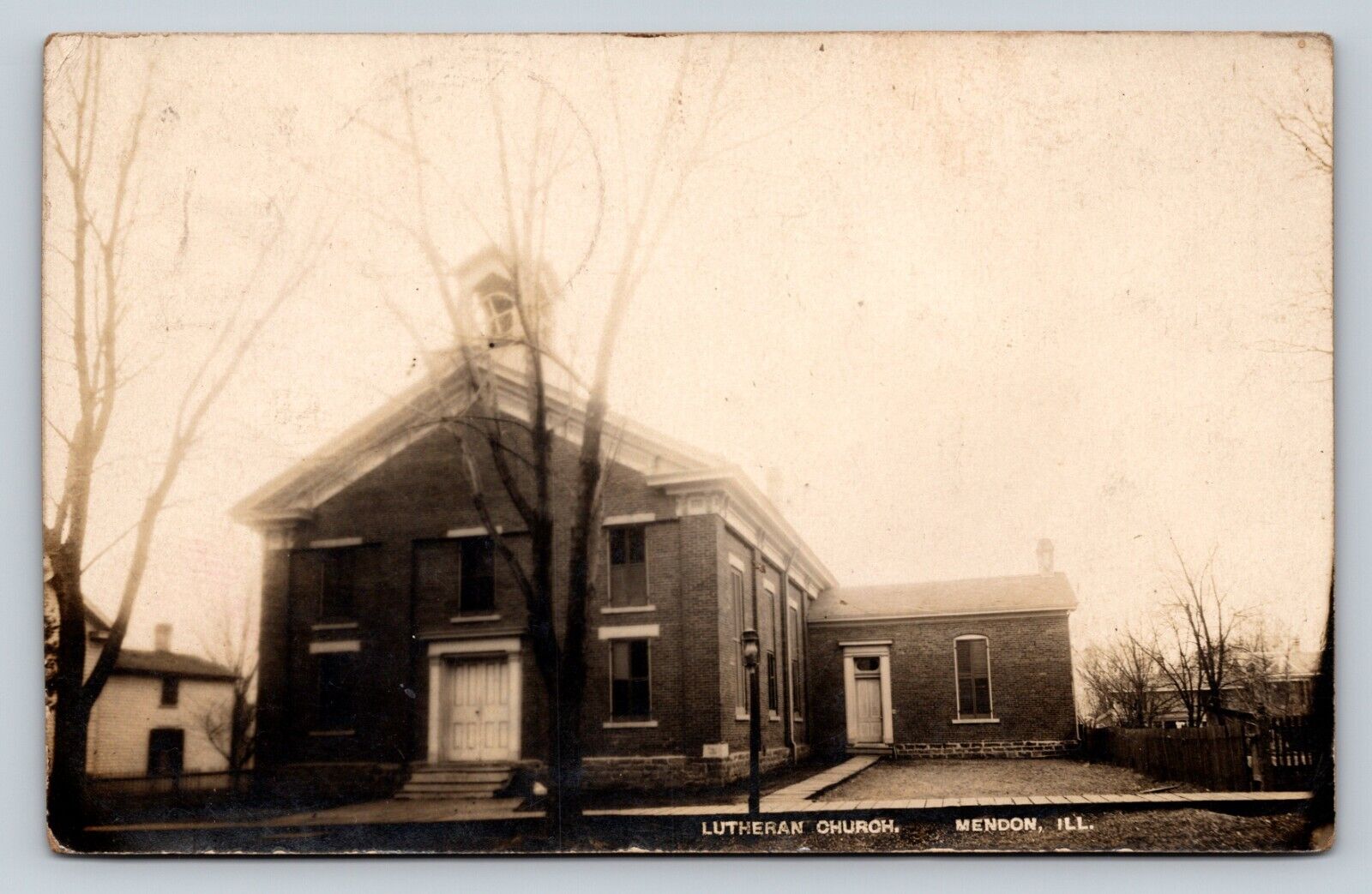 c1909 RPPC Lutheran Church MENDON Illinois IL Rare ANTIQUE Real Photo Postcard