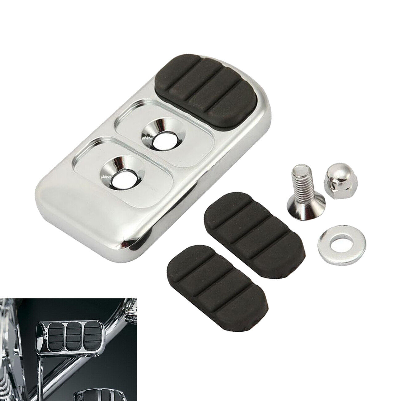 Motorcycle Aluminum Chrome Brake Pedal Pad Cover For Yamaha Road Star 1999-UP US