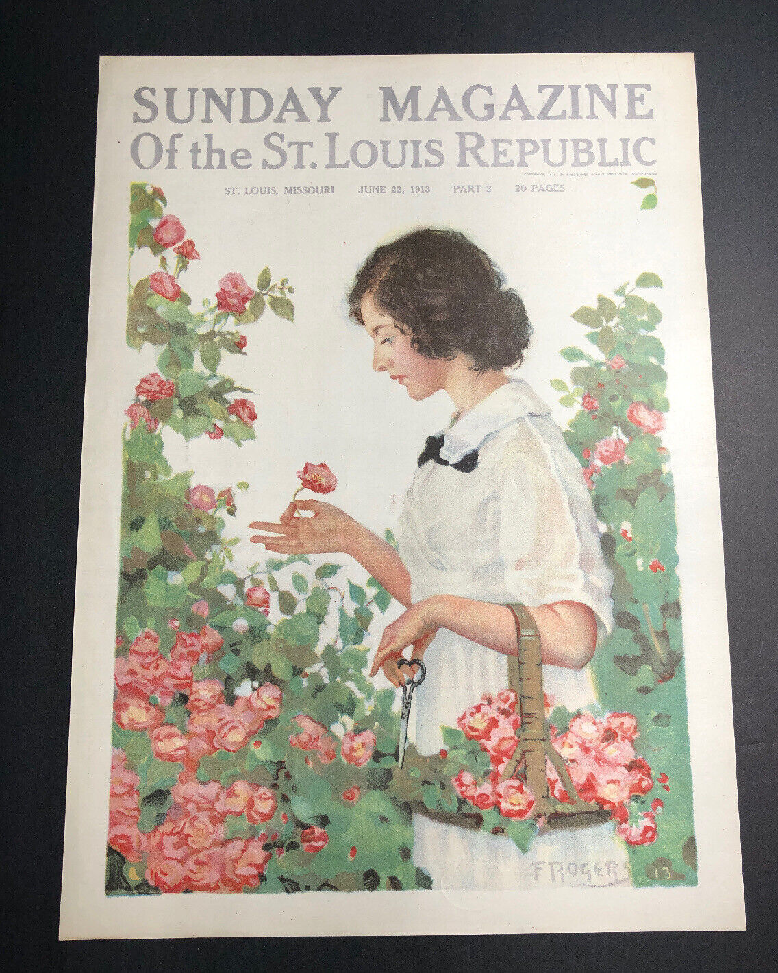 Rare 1913 St Louis Republic Magazine Cover ONLY Pretty Flapper Girl F Rogers