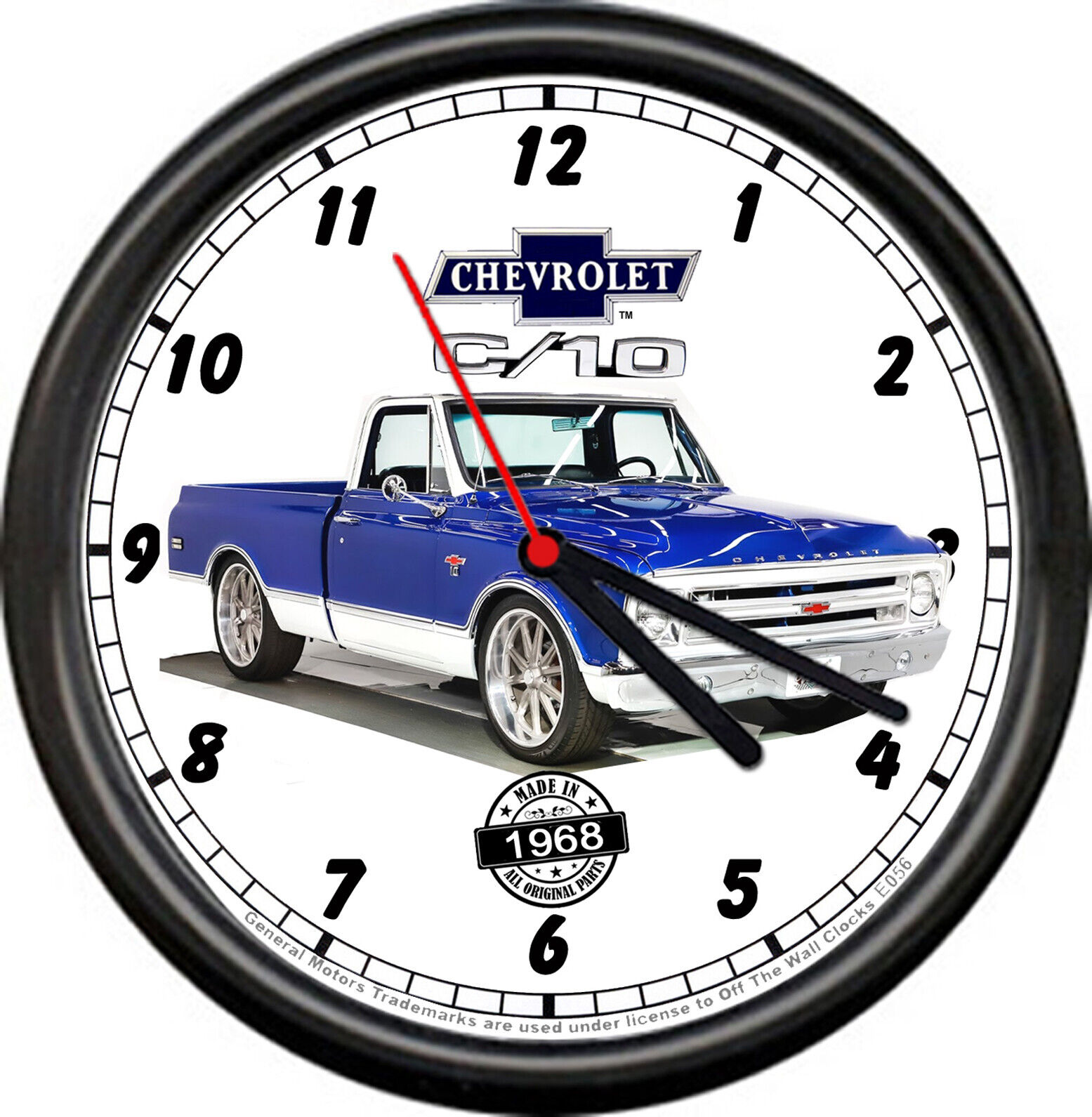 Licensed 1968 68 Chevy Chevrolet Blue C-10 Pickup General Motors Sign Wall Clock