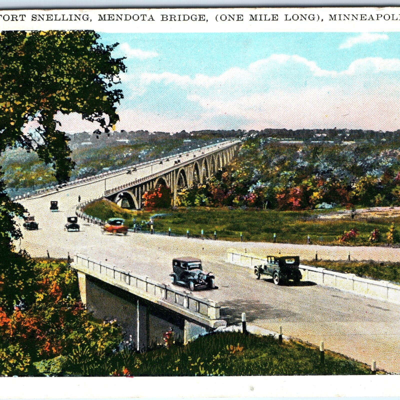 c1920s Minneapolis, MN Fort Snelling Mendota Mile Long Bridge Postcard Minn A90