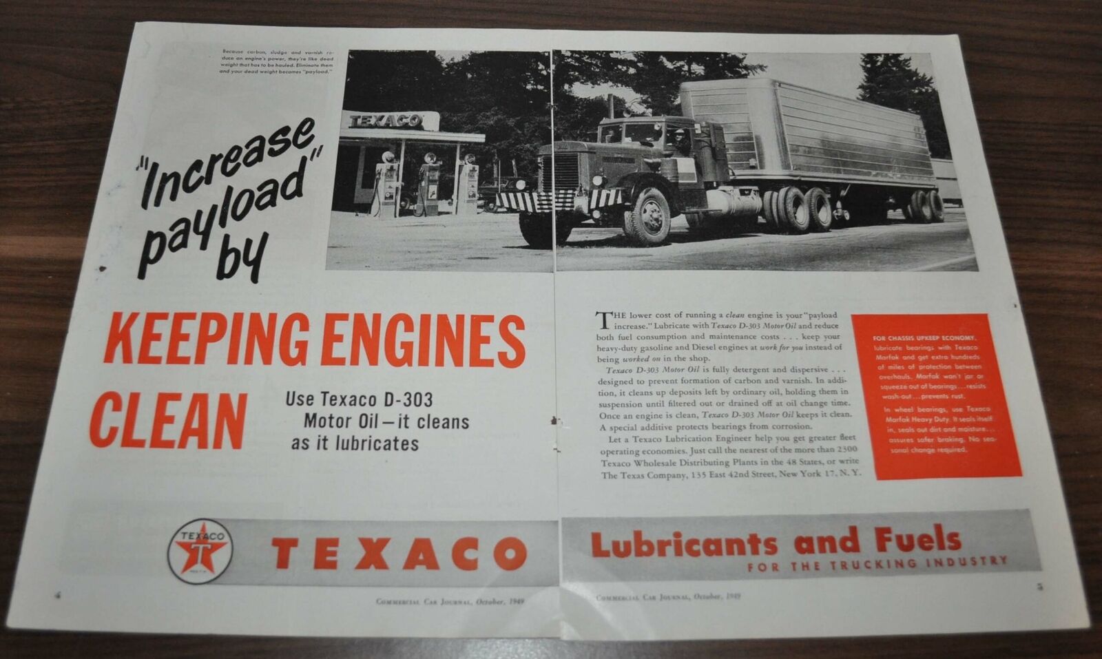 1949 Peterbilt Truck Ad Texaco Motor Oil