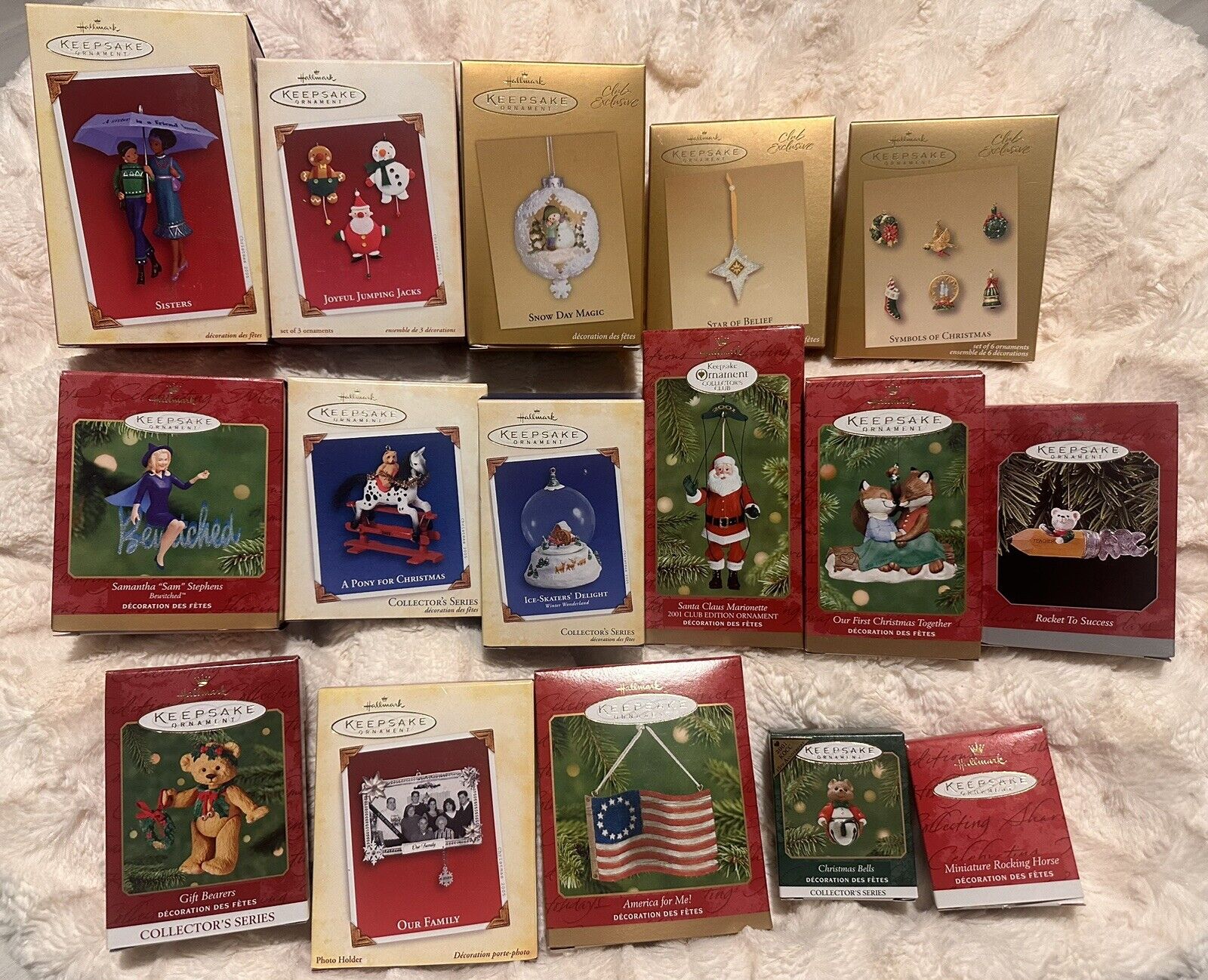 HALLMARK LOT OF  16 VINTAGE KEEPSAKE ORNAMENTS, NEW Club Exclusive And More