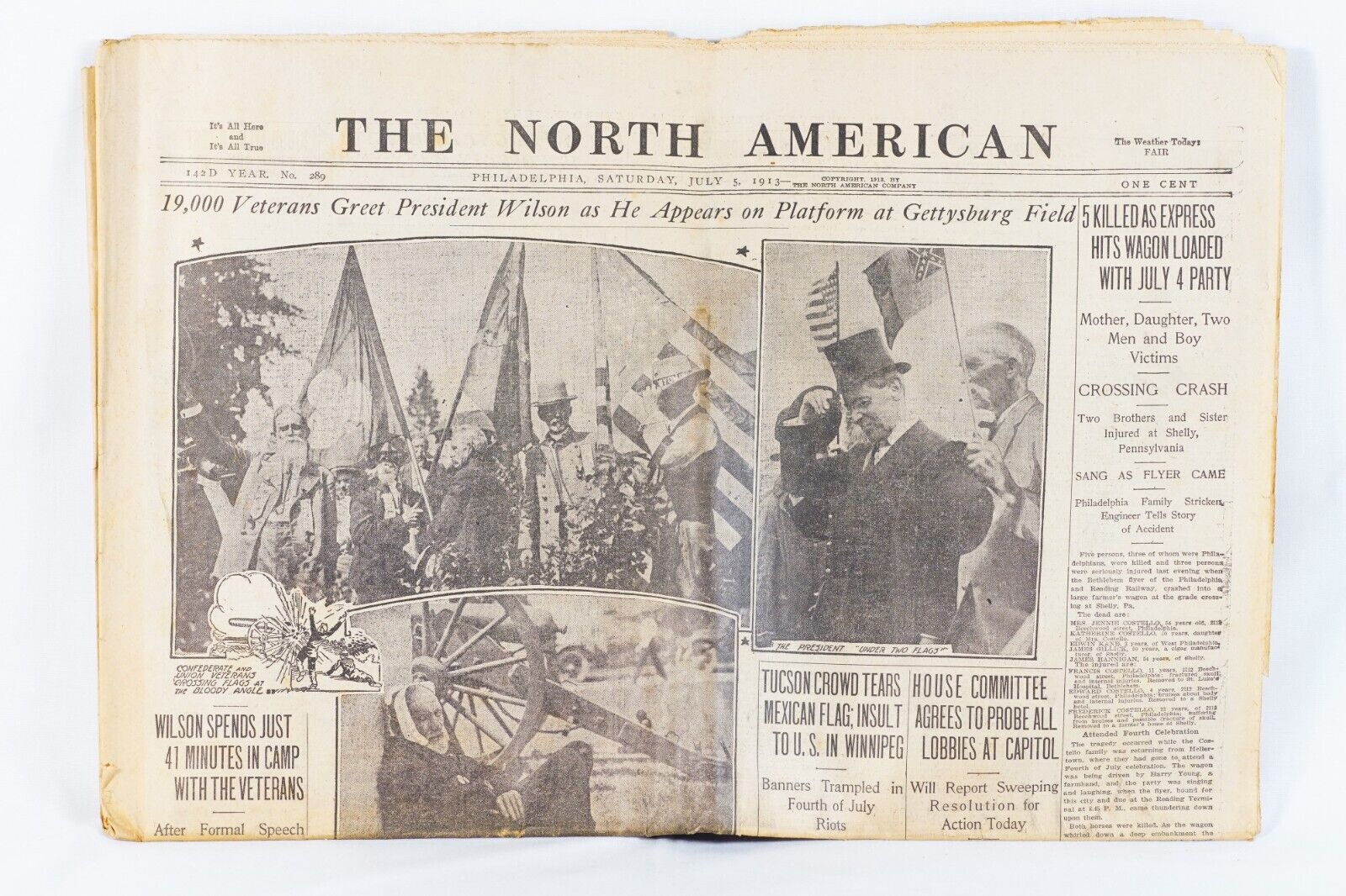 July 5th 1913 The North American Newspaper Veterans Greet President Gettysburg