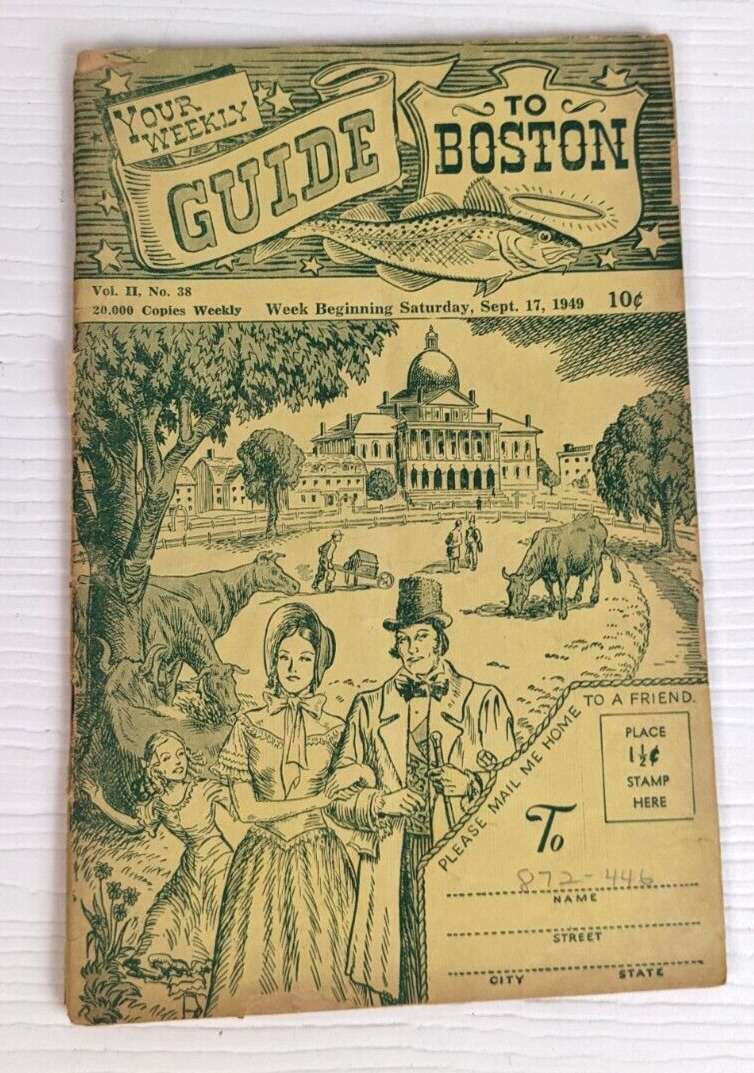 Vintage Sept 17 1949 Weekly Guide To Boston Travel Booklet Massachusetts