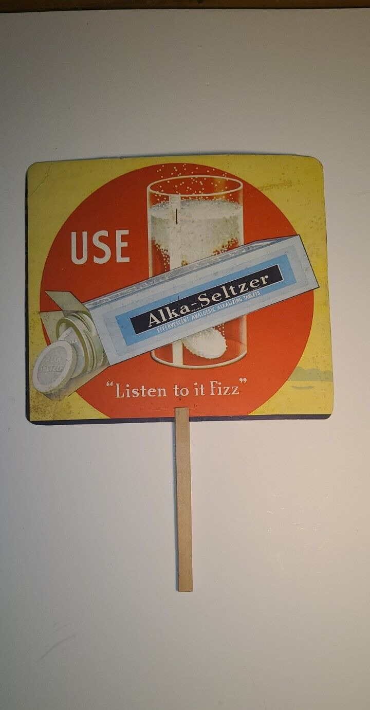 ANTIQUE RARE 1940S-ALKA-SELTZER DOUBLE SIDED CARDBOARD