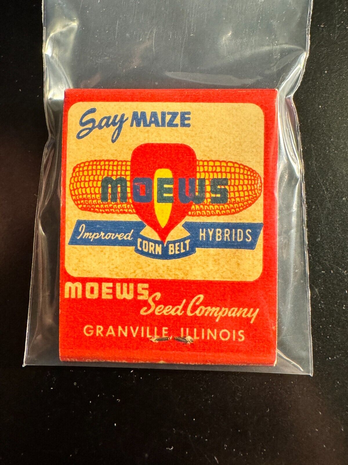 MATCHBOOK - MEOWS SEED COMPANY - SAY MAIZE - GRANVILLE, IL - UNSTRUCK