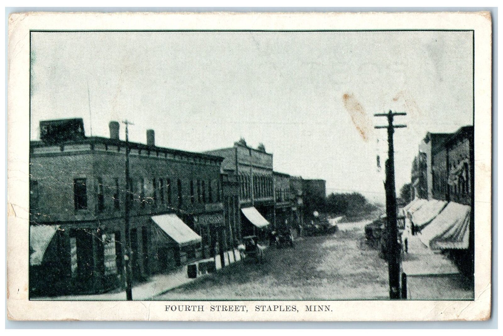 c1910's Fourth Street Business District Staples Minnesota MN Unposted Postcard