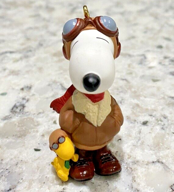 Hallmark Snoopy Red Baron Pilot Flying Ace Woodstock Christmas Ornament Gift