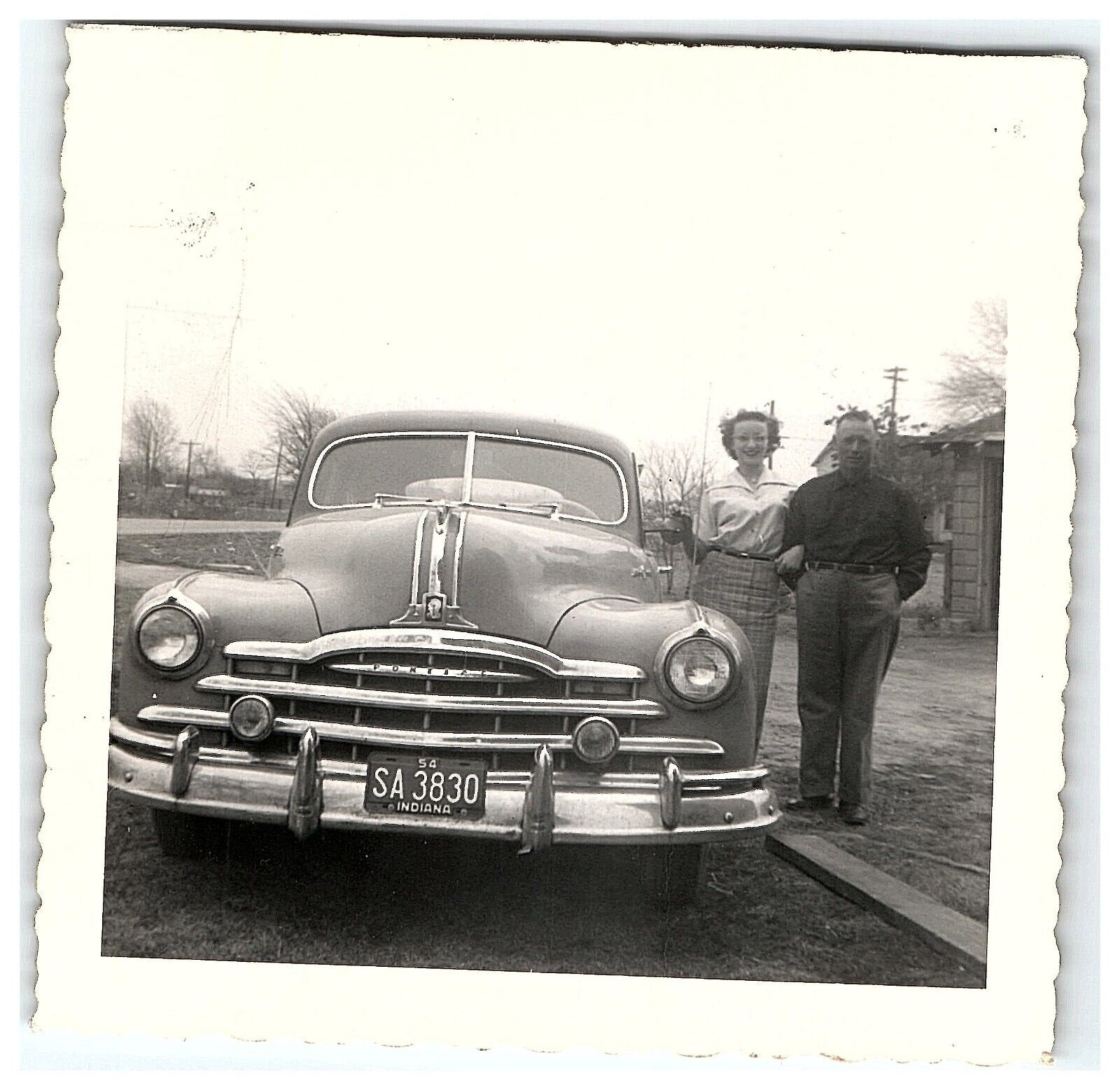 1954 Photo Real Automobile Car Pontiac Indiana Licence Plate