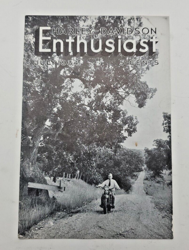 Harley-Davidson Enthusiast A Magazine For Motorcyclists July 1934 Vintage