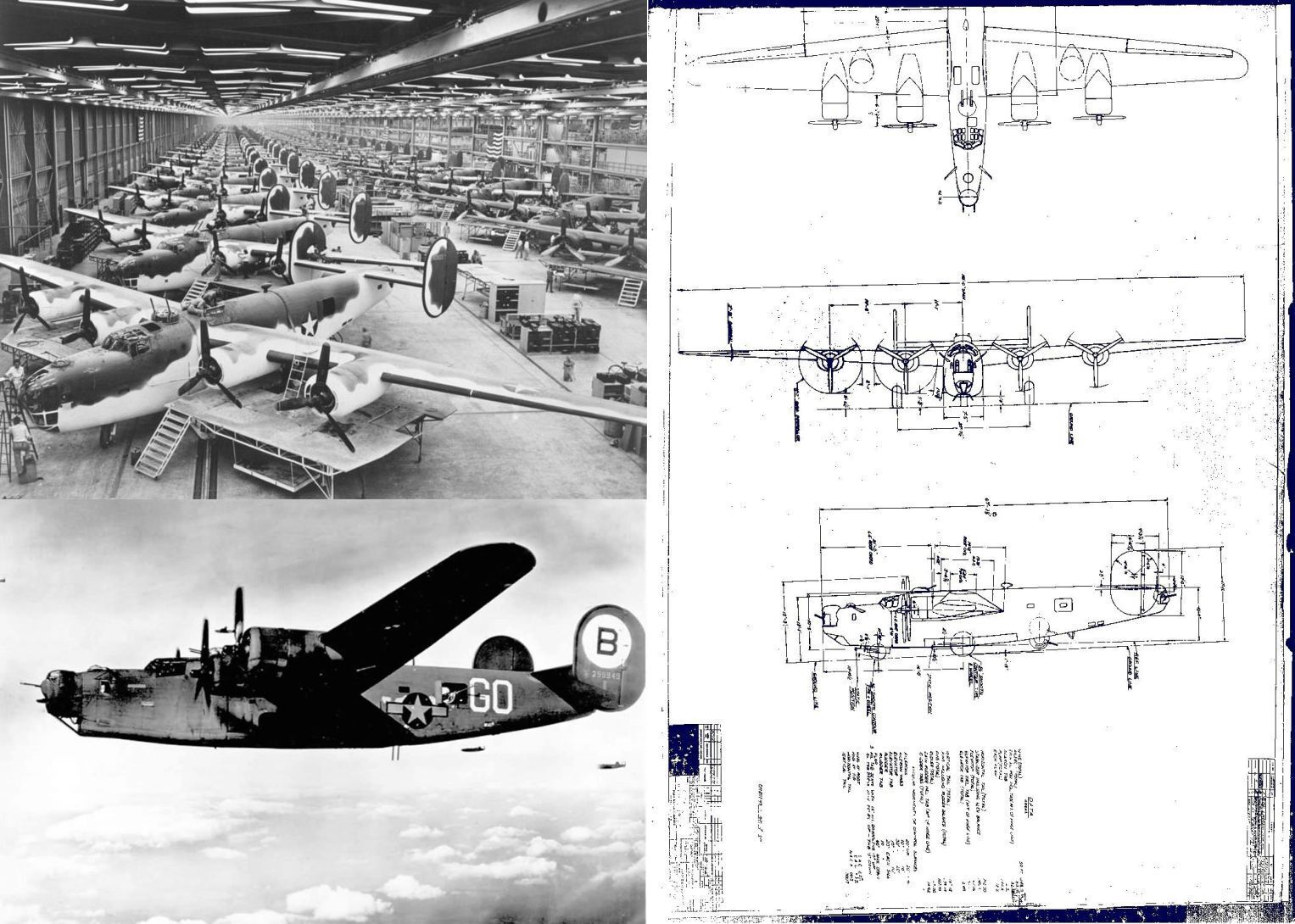  B-24 Liberator Blueprint Plans WW2 period RARE Drawings Consolidated 