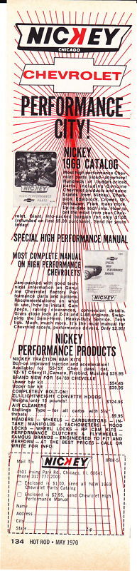 1969 NICKEY CHEVROLET PERFORMANCE CITY ~ ORIGINAL PRINT AD