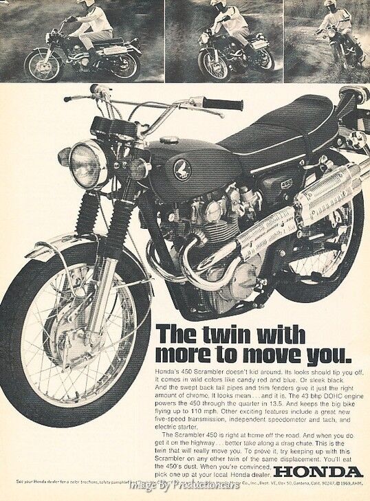1969 Honda 450 Scrambler Motorcycle Bike Advertisement Print Art Ad J592