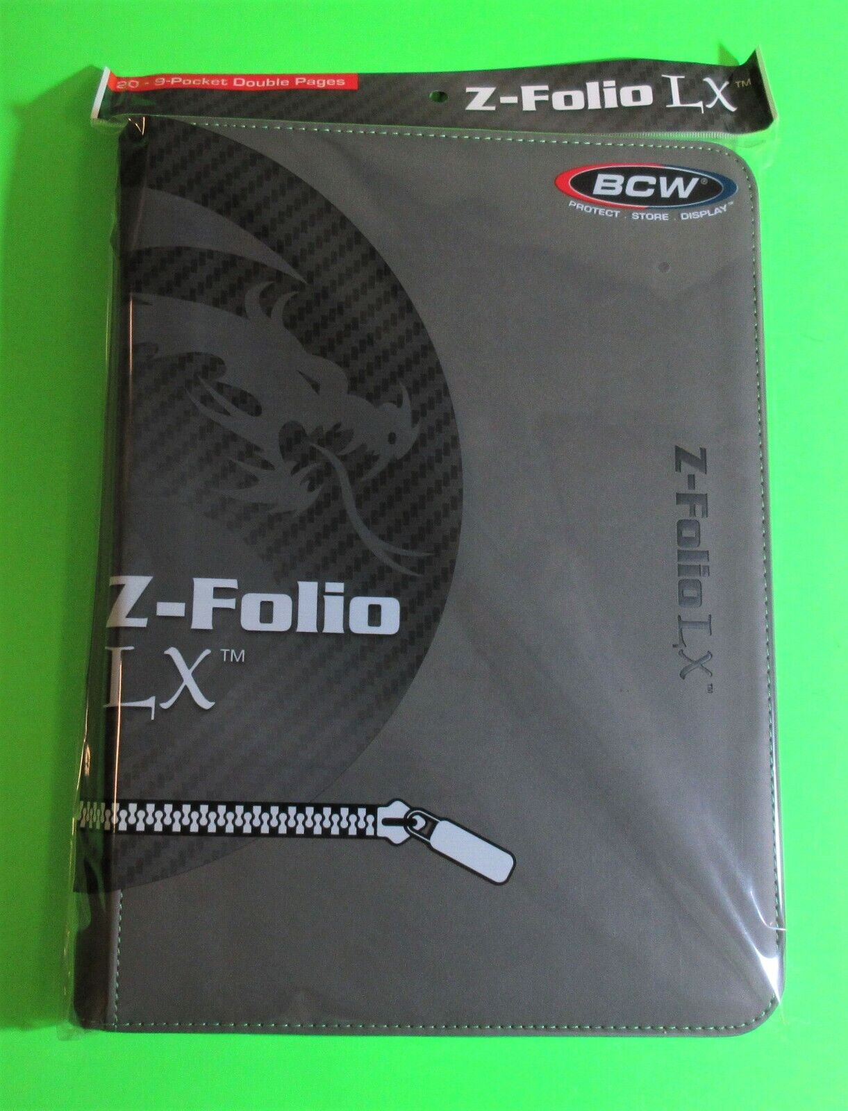 BCW GAMING Z-FOLIO 9-POCKET LX ALBUM - GRAY, HOLDS 360 CARDS, ZIPPER CLOSURE