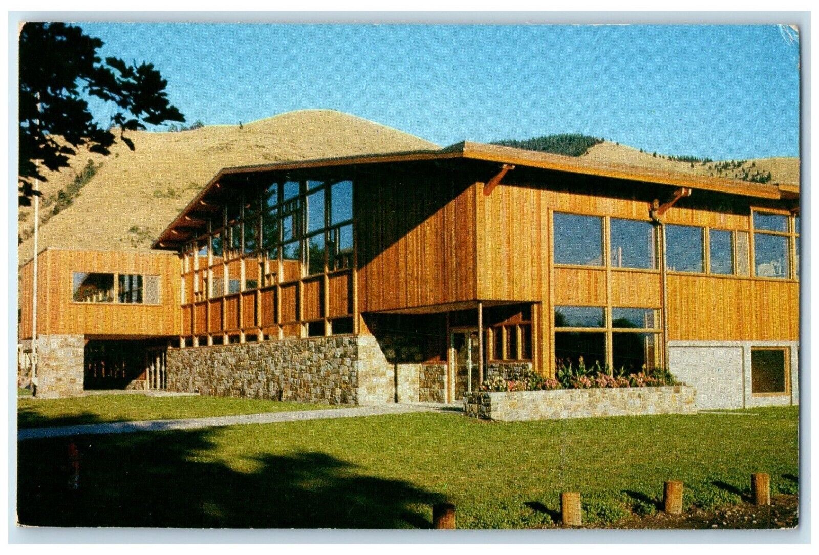 c1960 Lodge Student Union Building Montana State University Missoula Postcard