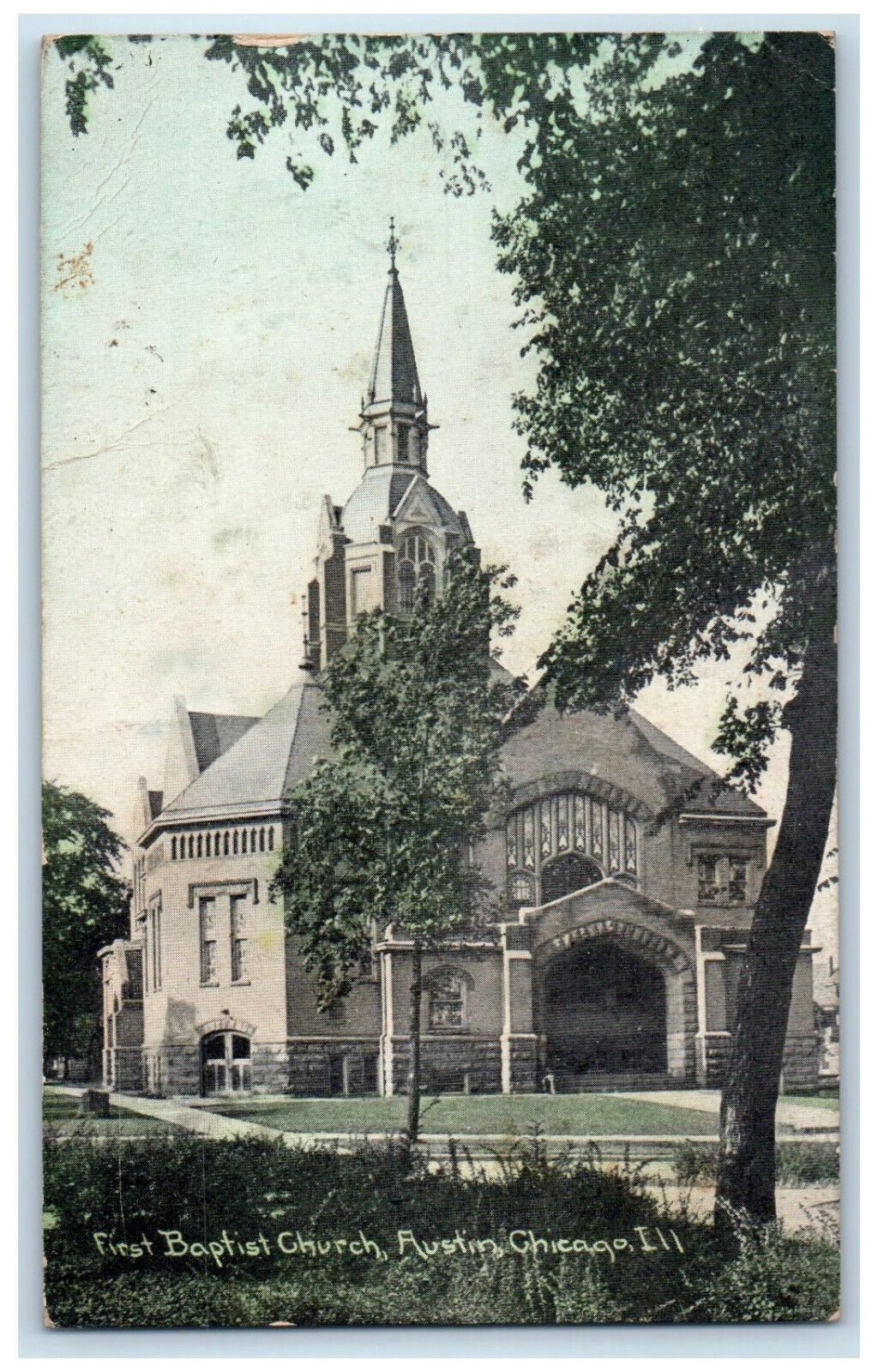 1912 First Baptist Church Austin Chicago Illinois IL Antique Posted Postcard
