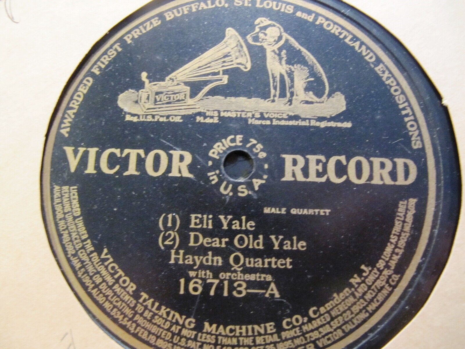 1910 MEN OF YALE UNIVERSITY March/ Eli Yale HAYDN QUARTET Pryor's Band VICTOR