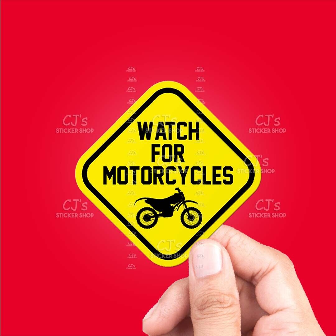WATCH FOR MOTORCYCLES Dirt Bike Decal - Bumper Sticker Car Window Laptop Bikes