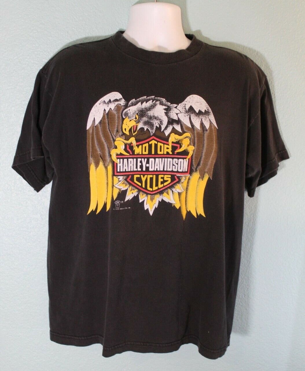 Vintage 1982 Harley-Davidson Motor Cycles Adult Large Tee Shirt Black Eagle