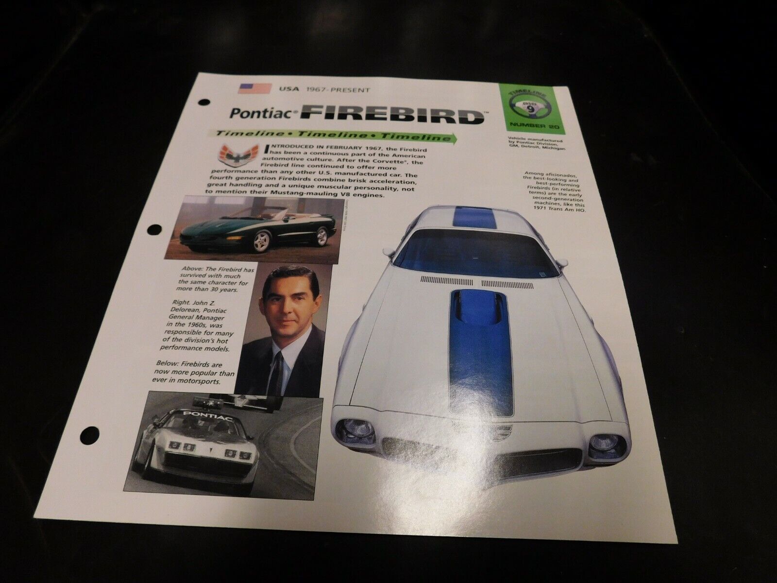 1967-1998 Pontiac Firebird Spec Sheet Brochure Photo Poster