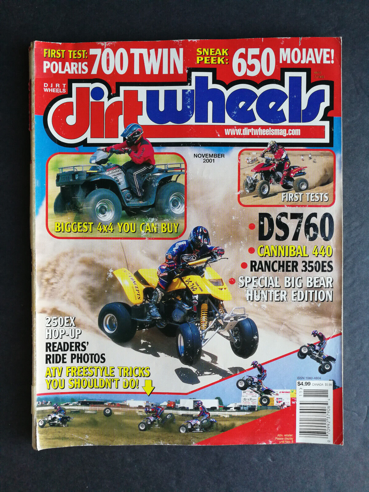 Dirt Wheels Magazine November 2001 2002 Polaris Sportsman  Cannondale Cannibal