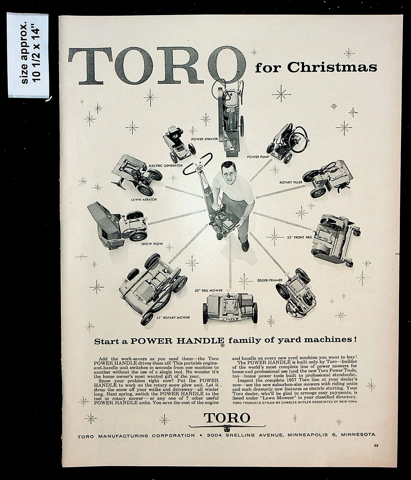 1956 Toro Manufacturing Christmas Gifts Home Lawn Mower Vintage Print Ad 37372