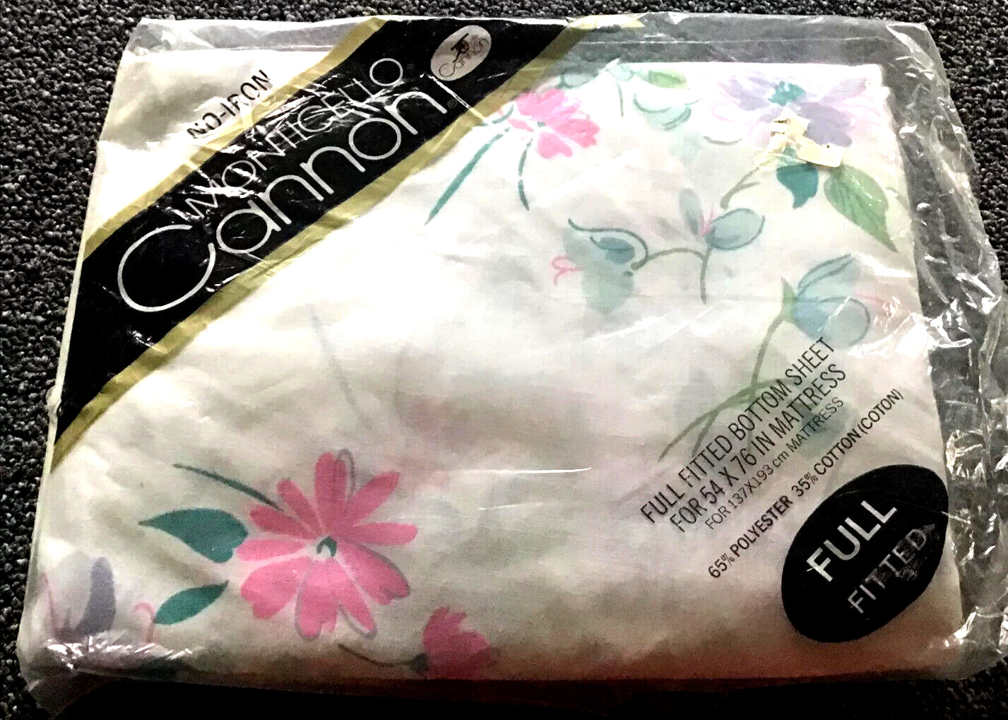 Full Fitted Bed Sheet Cannon Monticello Pink Flower VTG USA NOS NEW SEALED