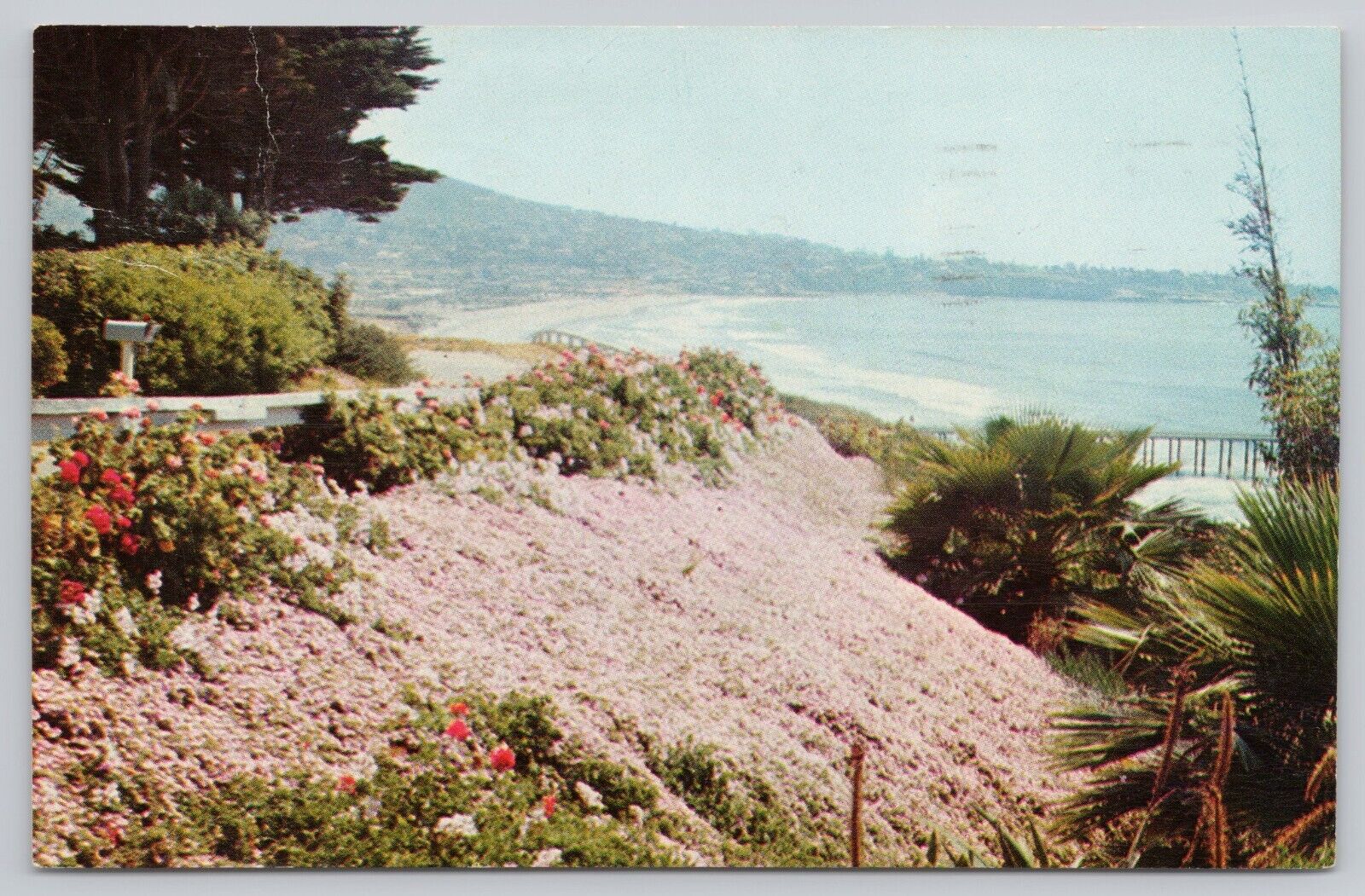 Solana Beach California, Highway 101 Lagoons & Flowers, Vintage Postcard