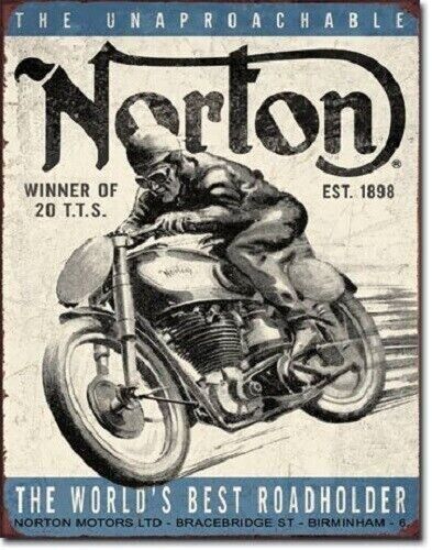 Norton Unapproachable Motorcycle 12.5 x 16 inch Metal Sign - #1706