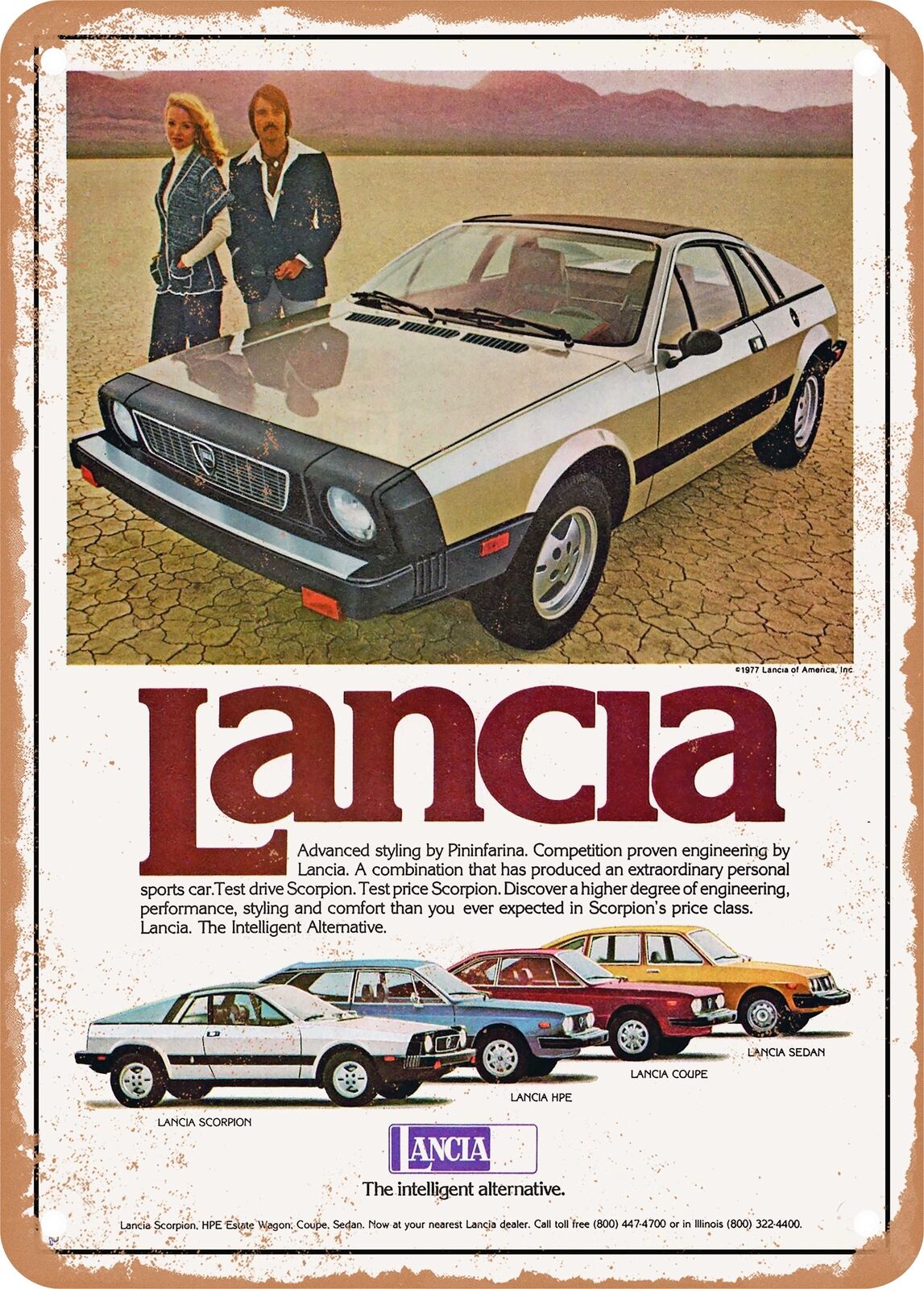 METAL SIGN - 1978 Lancia Scorpion Vintage Ad