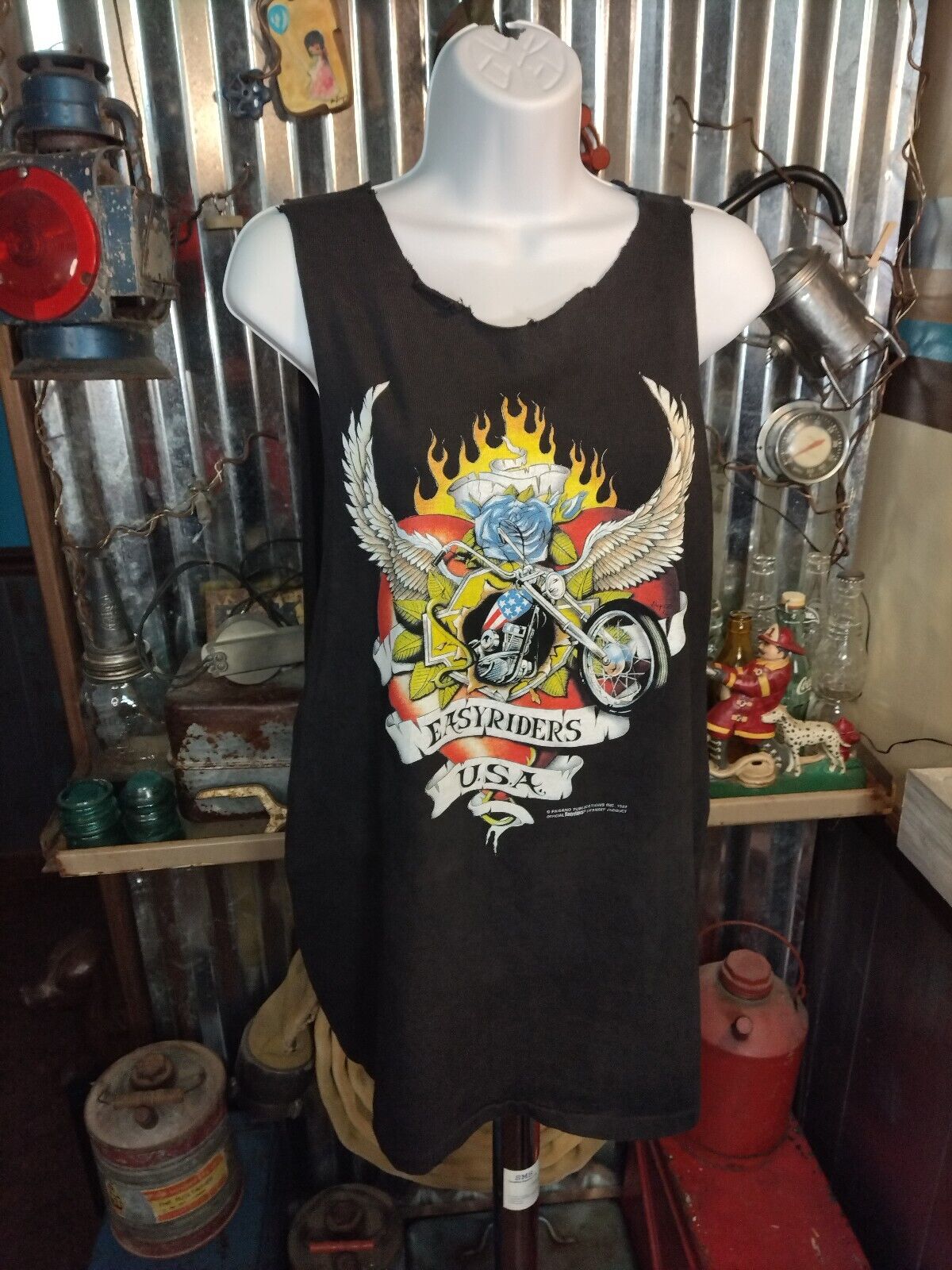 VTG Harley Davidson Easy Rider 1992 Tee Shirt Black T-shirt Size XL cut Tank top