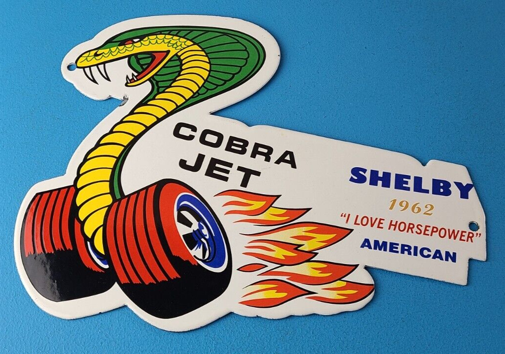 Vintage Ford Motors Sign - Cobra Jet Sales Service Shelby Gas Oil Porcelain Sign