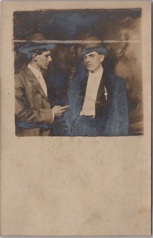 c1910s Studio RPPC Postcard Attractive Young Men in Suits / Convention Attendees