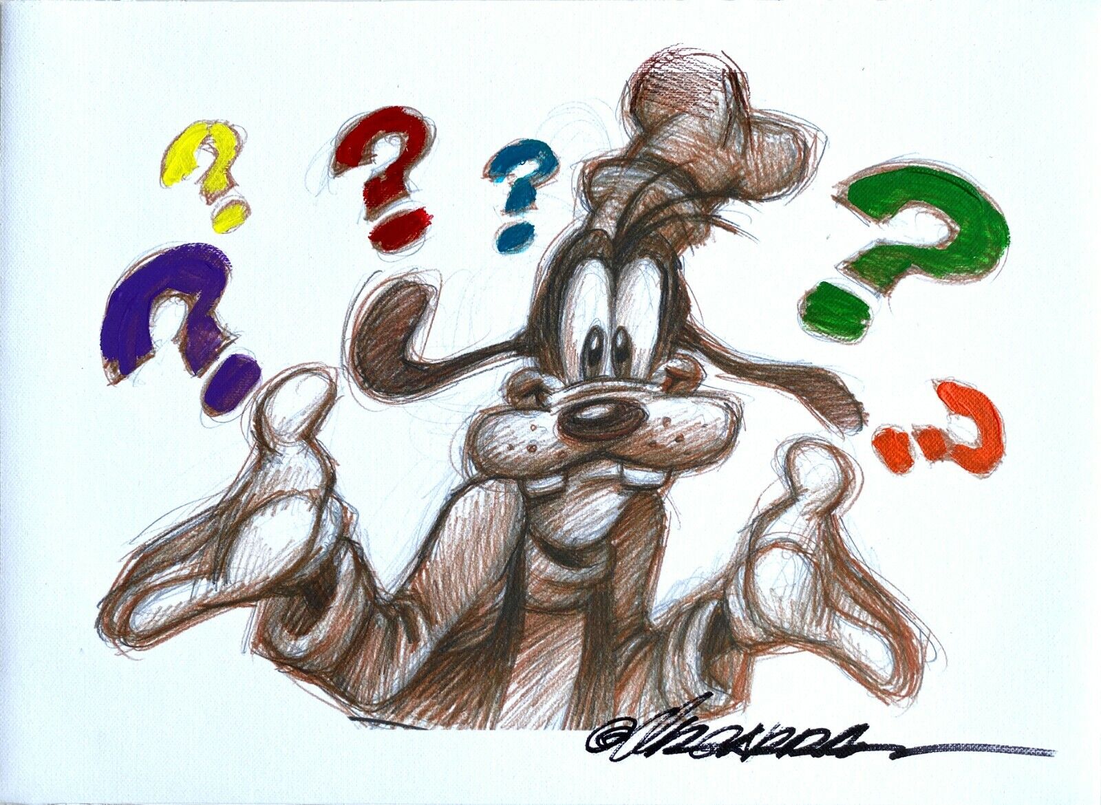 Goofy's Question - Giclée Hand Embellished & Signed - Joan Vizcarra - Canvas