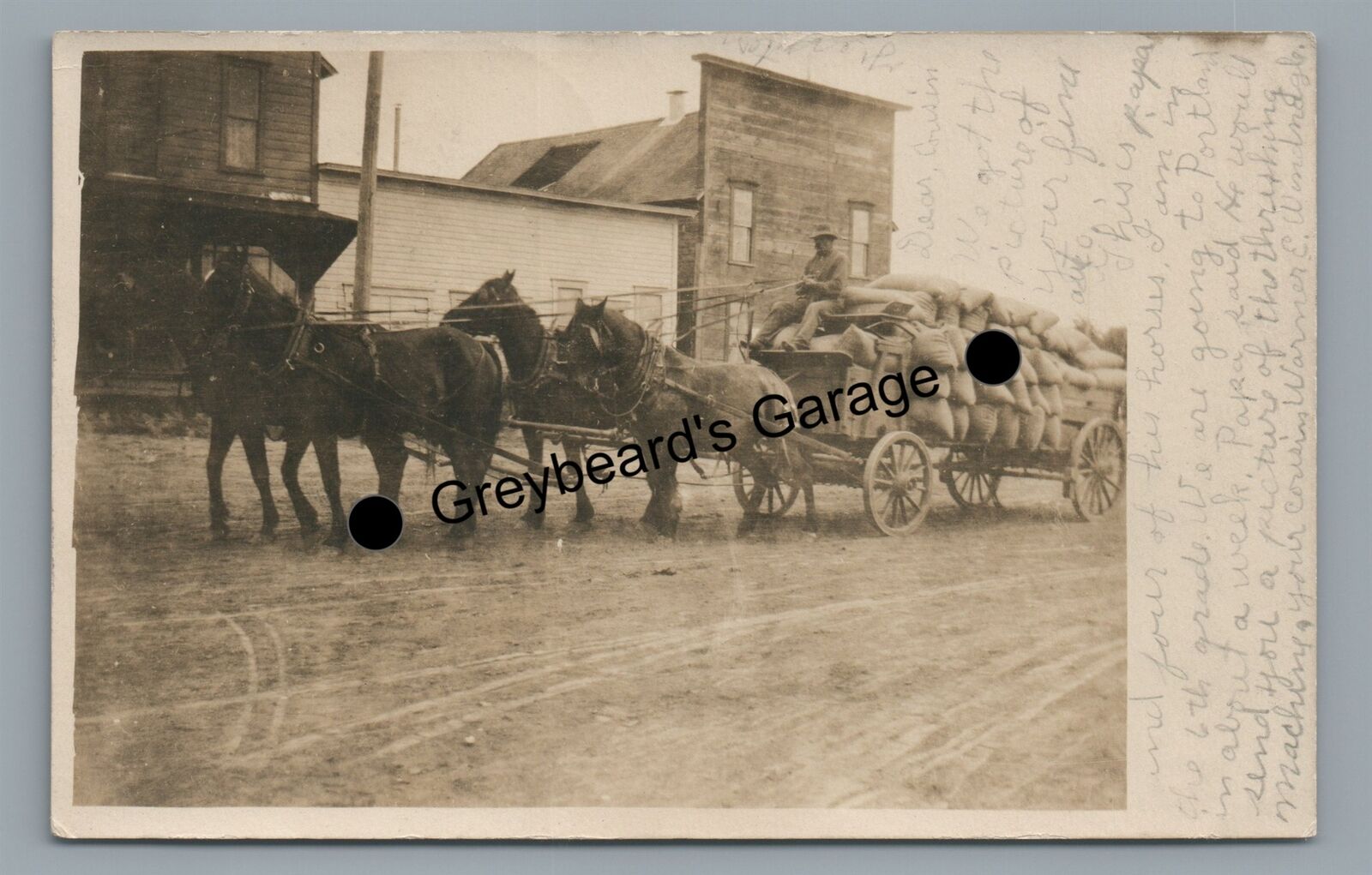 RPPC Freight Horse Drawn Wagon LATAH WA Washington Vintage Real Photo Postcard