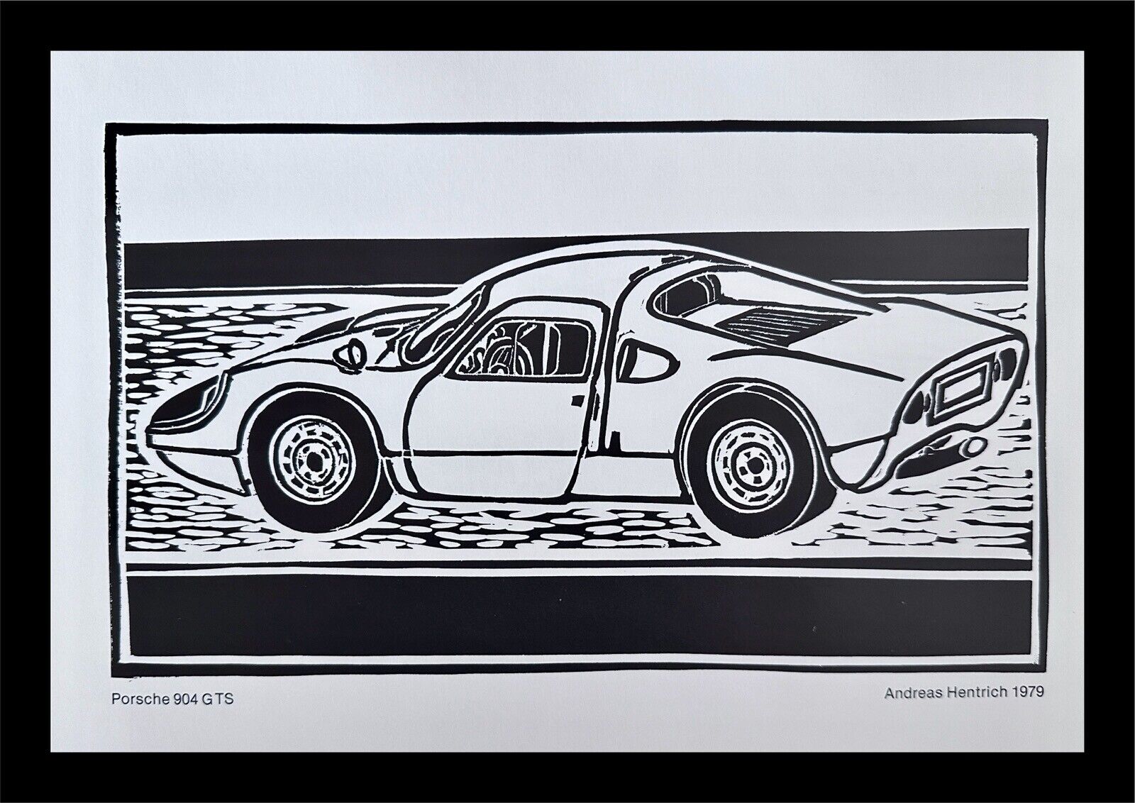 Porsche 904 GTS Woodcut Print Andreas Hentrich 30 Years Jahre