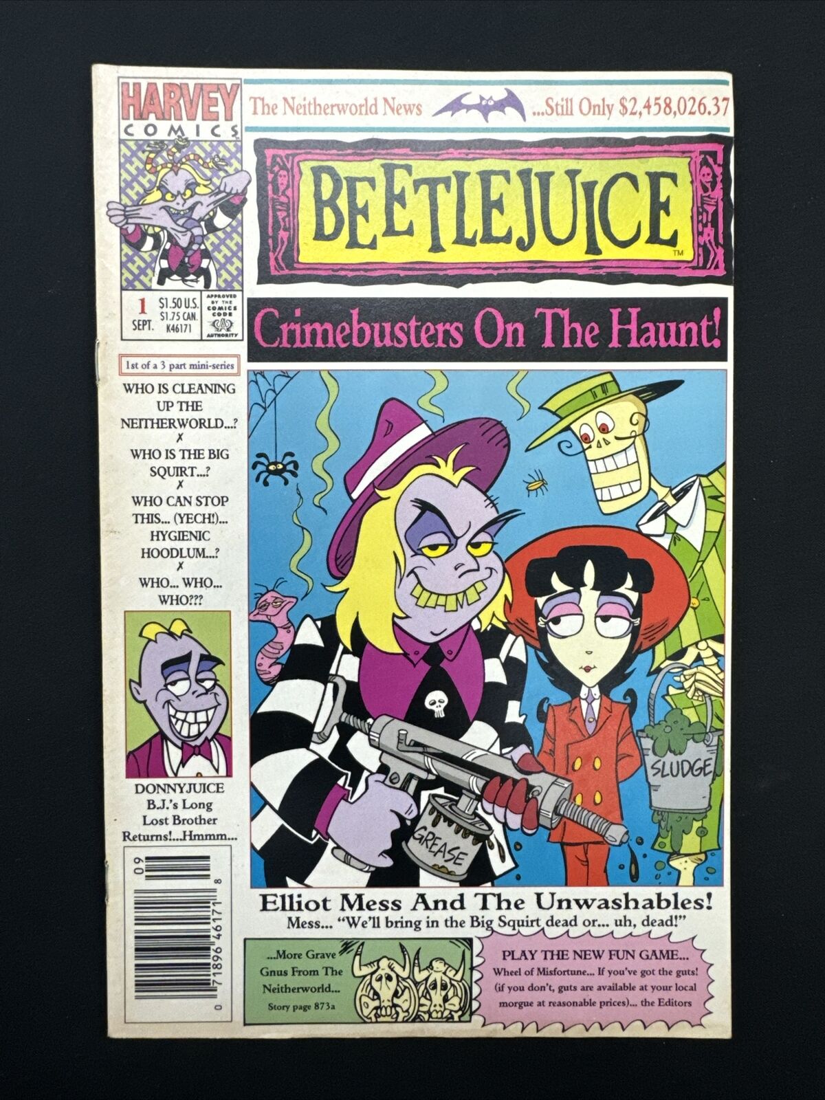 Beetlejuice: Crimebusters On The Haunt #1 Harvey Comics 1992 (Newsstand Edition)