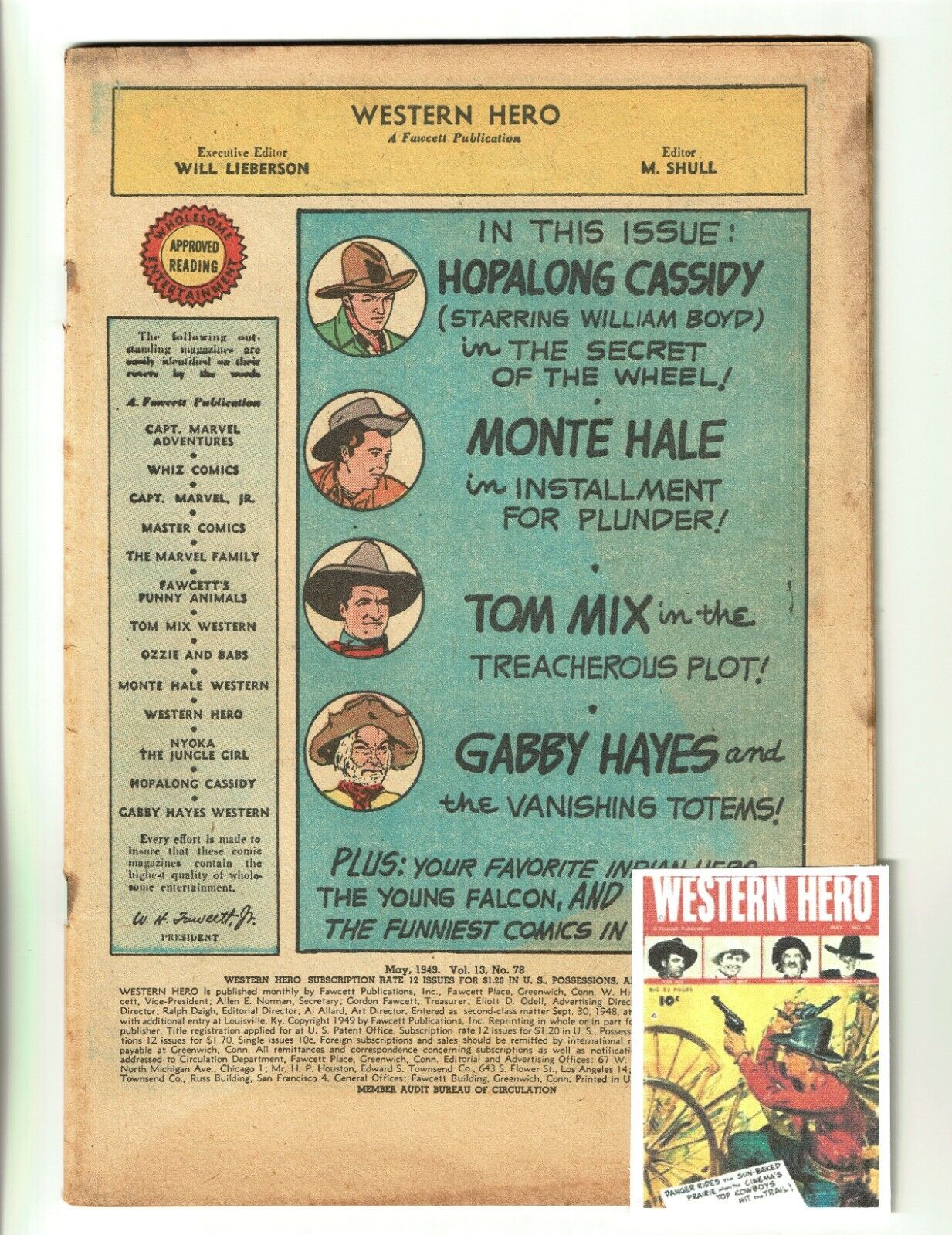 WESTERN HERO #78 1949 48 Page Coverless Comic Hopalong Cassidy Tom Mix