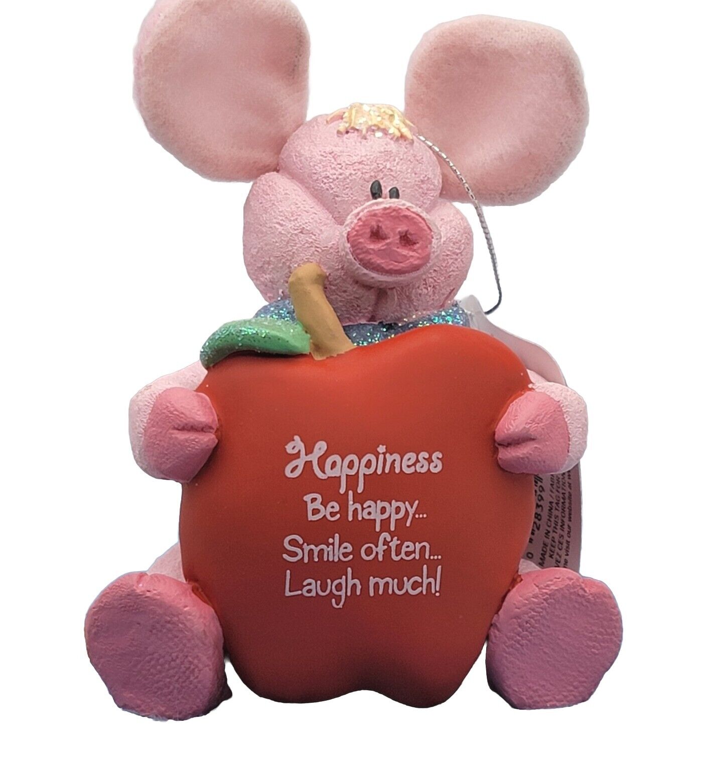 Gund Pig Figurine New In Box Signed Posable Ears Resin Happiness Quote Gift