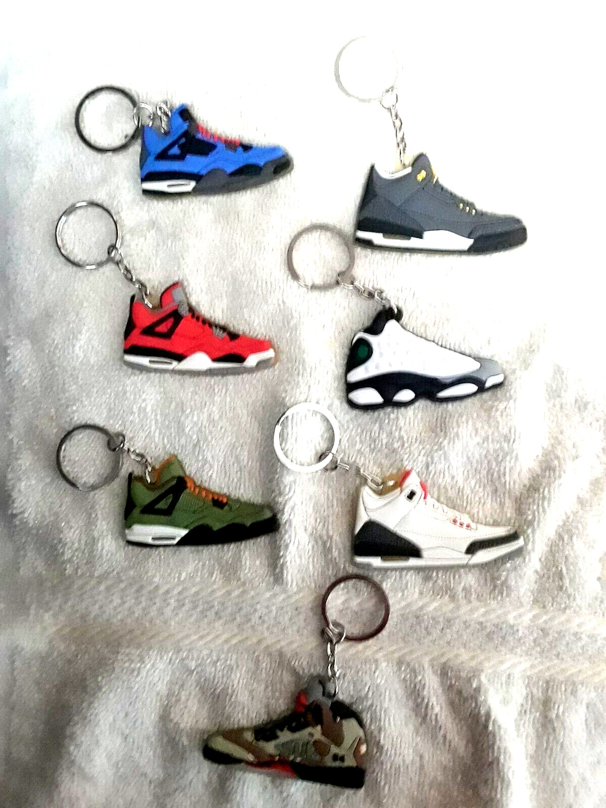 Lot of 7 Assorted Sneaker Keychains 2.5 inches long New
