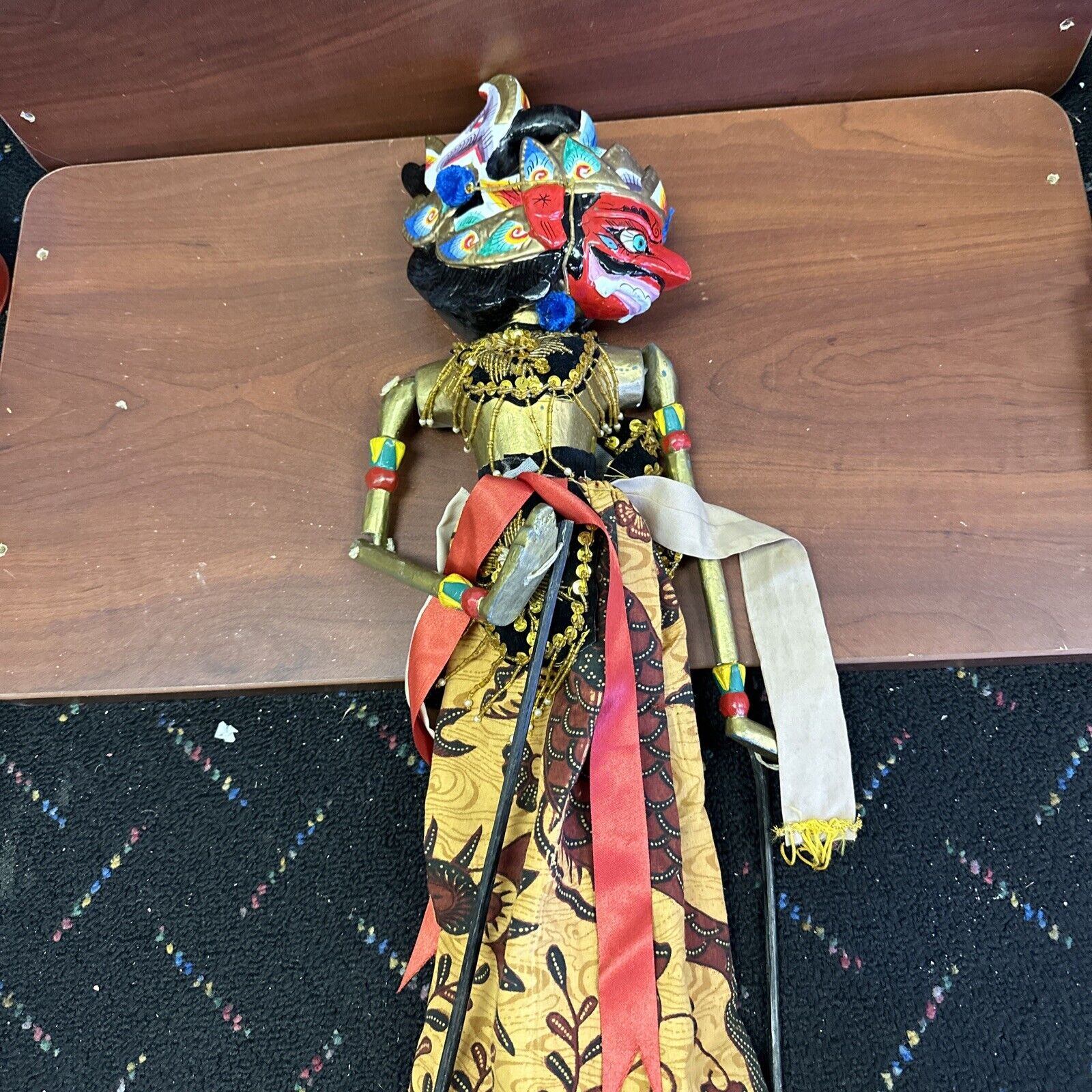 Vtg Wayang Golek Ravana Puppet Demon Bali Indonesia Asian Rod Puppet Marionette