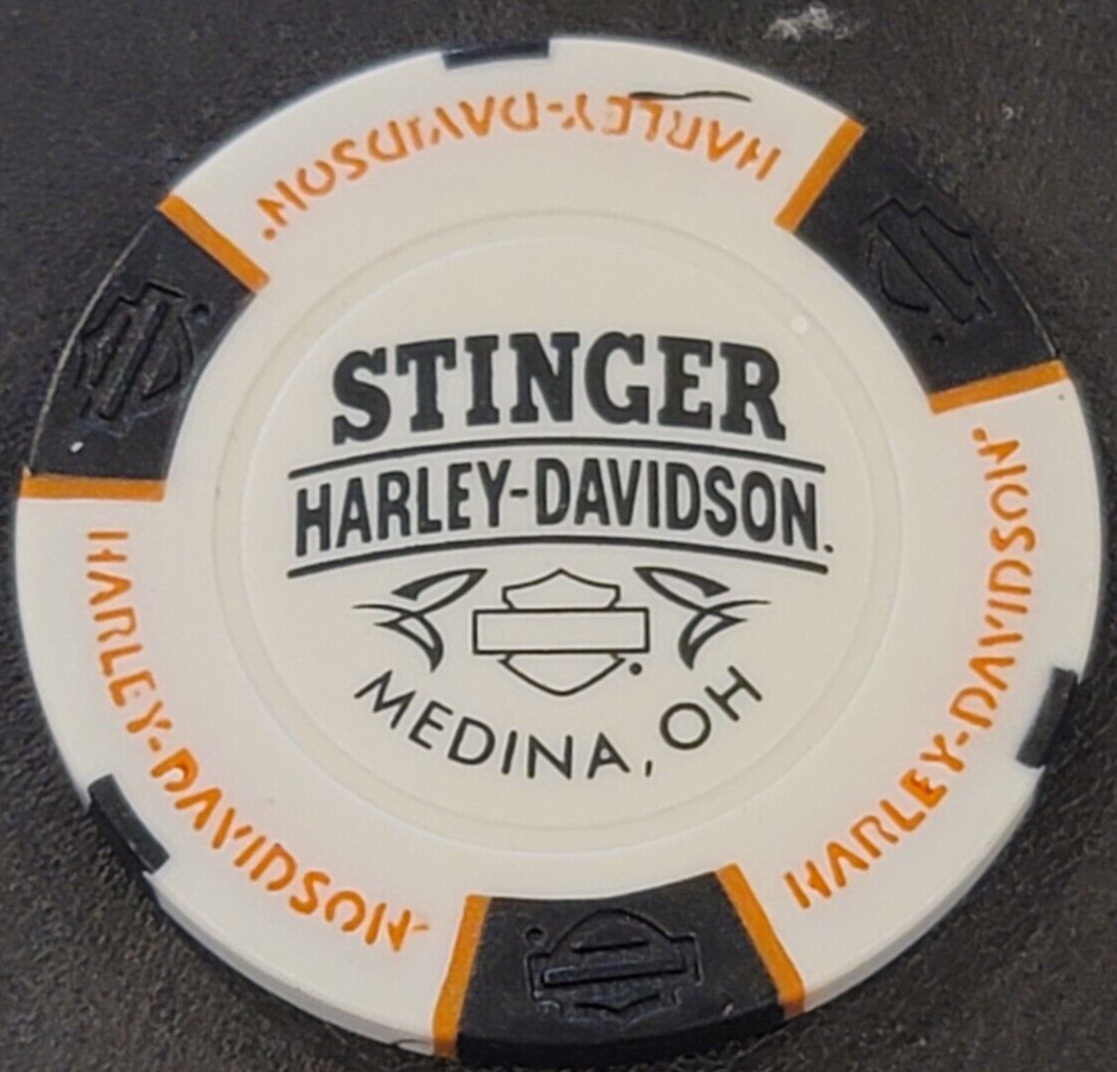 STINGER HD ~ OHIO (White/Black/Orange) Harley Davidson Poker Chip