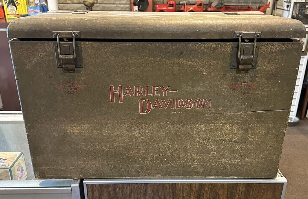Vintage Harley-Davidson 1920’s Wooden Shipping Box Dudley Perkins Dealership