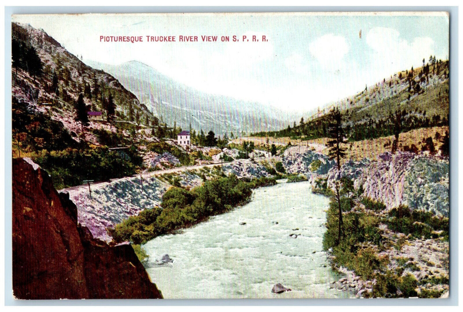 c1910 Picturesque Truckee River View on S.P.R.R. Unposted Antique Postcard