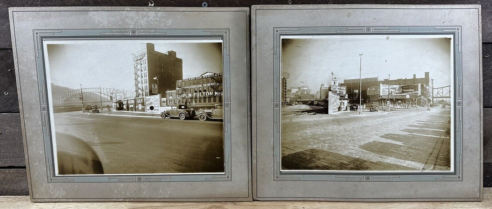 Vintage Pair Of 1980’s Framed Photographs Gas & Oil 